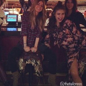 FLL For Love & Lemons Sheer Floral necktie Blouse Long sleeve